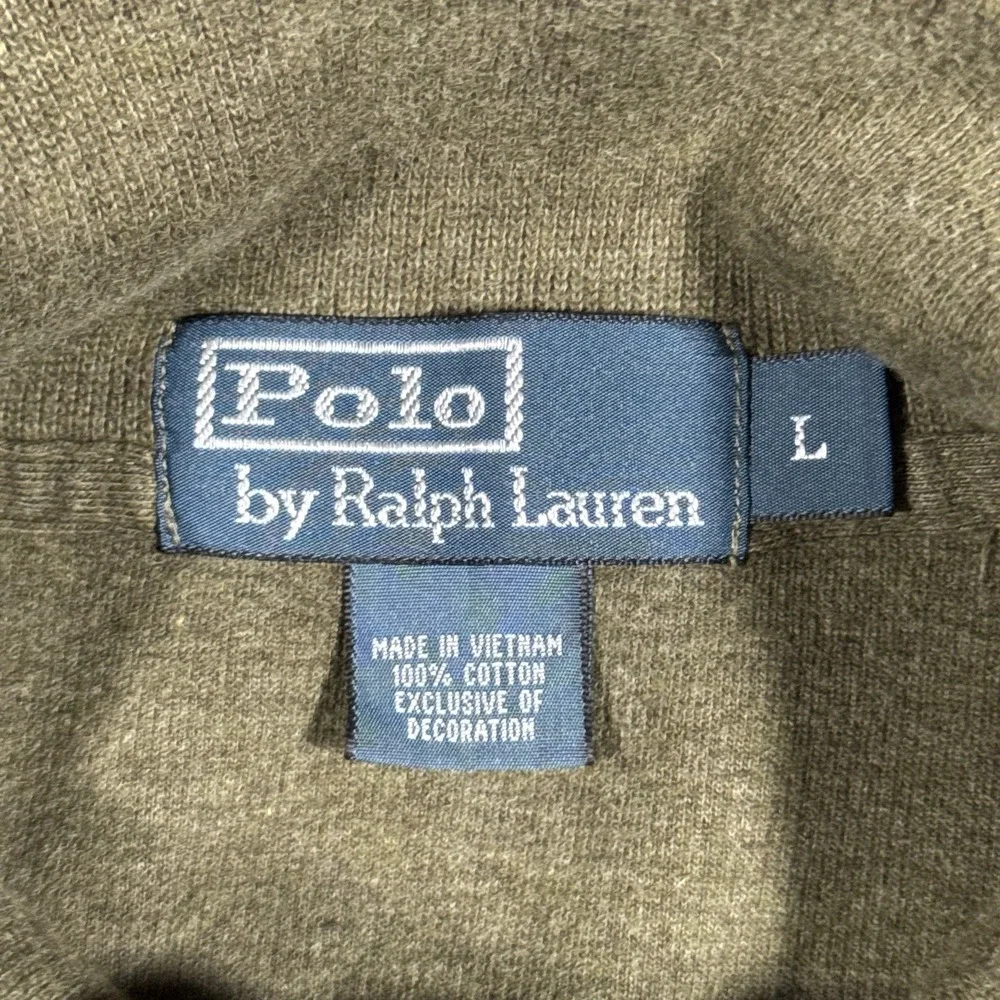 Polo Ralph Lauren 1/4 Zip Sweater Men's Large‎ Green Long Sleeve Casual Preppy